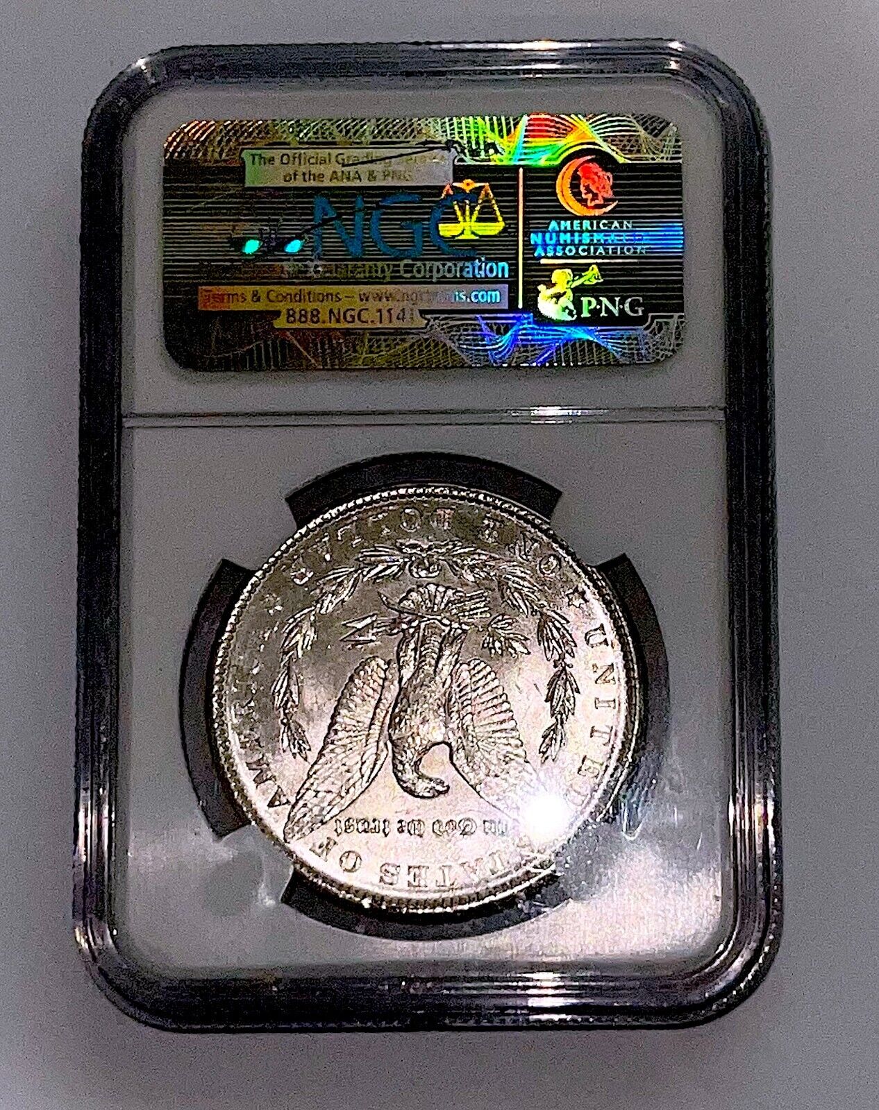 1890 SILVER MORGAN DOLLAR PCGS NEAR GEM MS64 BLAST WHITE  Nice bright silver!