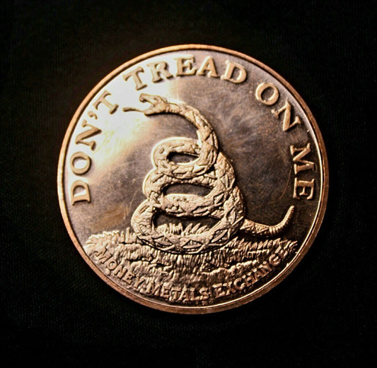 Copper Coin Medal Don't Tread On Me Torch One Ounce Rattle Snake 1 oz Round